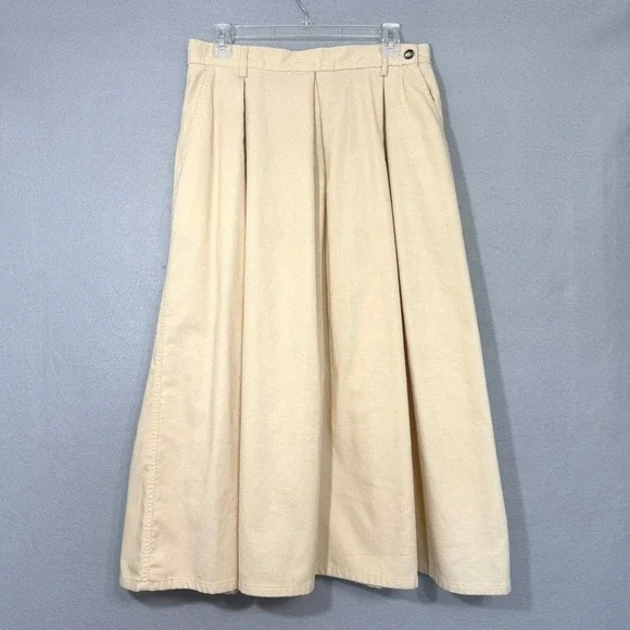 VTG Calvin Klein Women Pleated Corduroy Midi Skirt Size 14 Americana Y2K Preppy - Picture 1 of 7